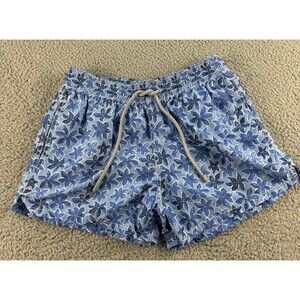 Vilebrequin Swim Trunks Shorts Mens Large Blue Jungle Floral Drawstring Turtle